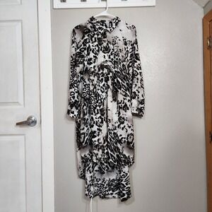 Coco + Carmen Women's Dress Pockets Leopard Print Hi Low Hem Shirt Dress L/XL‎